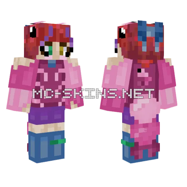Shrimp Girl Minecraft skin, front and back