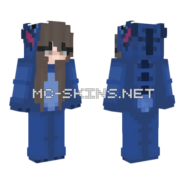 Shrkymkt Blue Stitch Minecraft skin, front and back