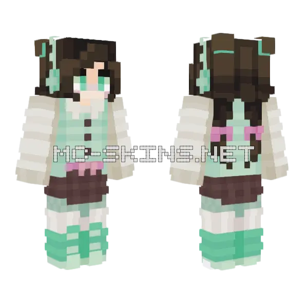 Shubble Mint Mistletoes Minecraft skin, front and back