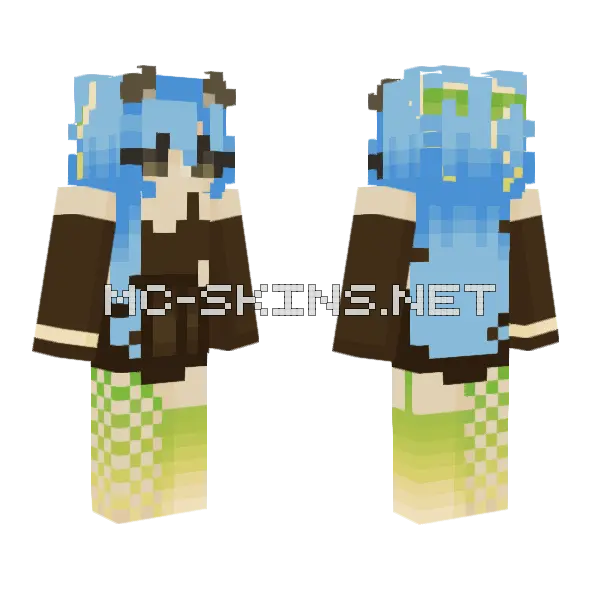 Shy Hedgehog Girl Minecraft skin, front and back