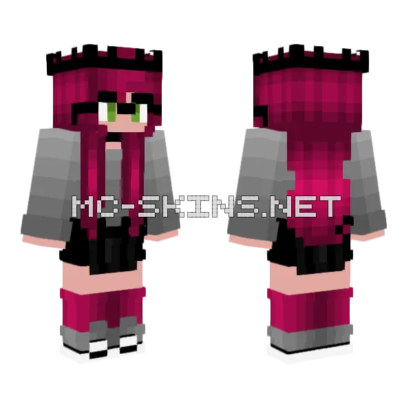 Shy Nerdy Girl Cute Glasses Minecraft skin, front and back