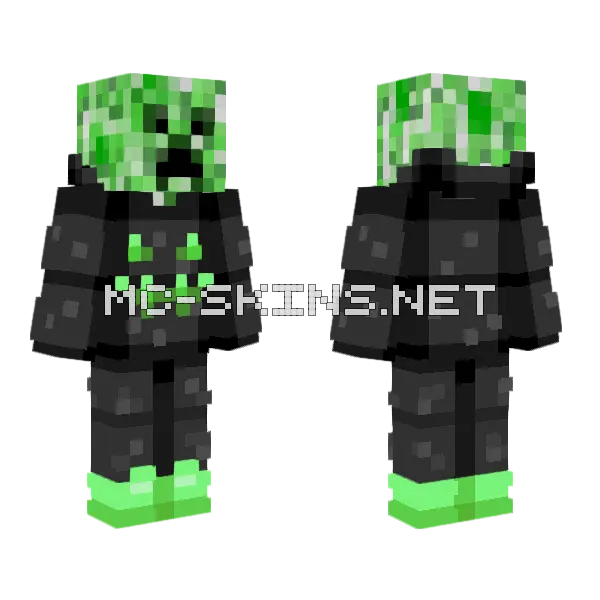 Sick Creeper Minecraft skin, front and back