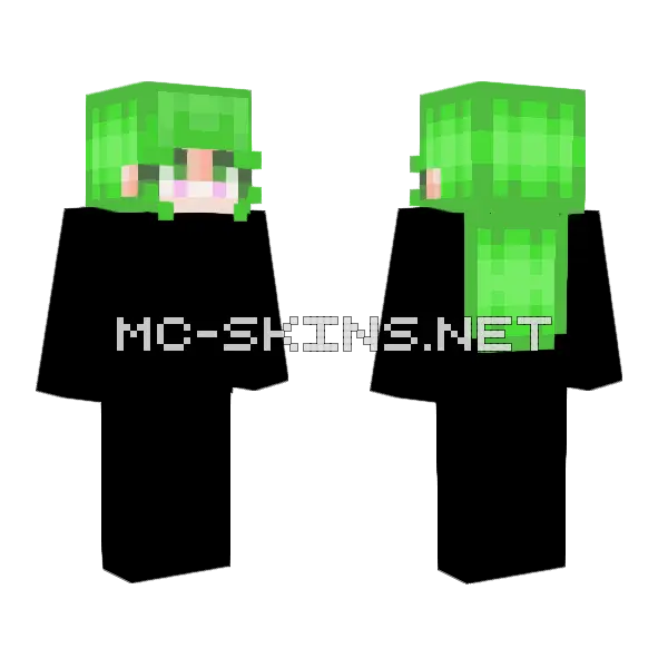 Sickly Green Hair Base Minecraft skin, front and back