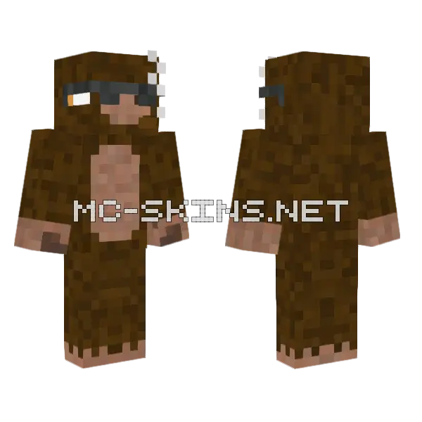 Sidesquatch Minecraft skin, front and back