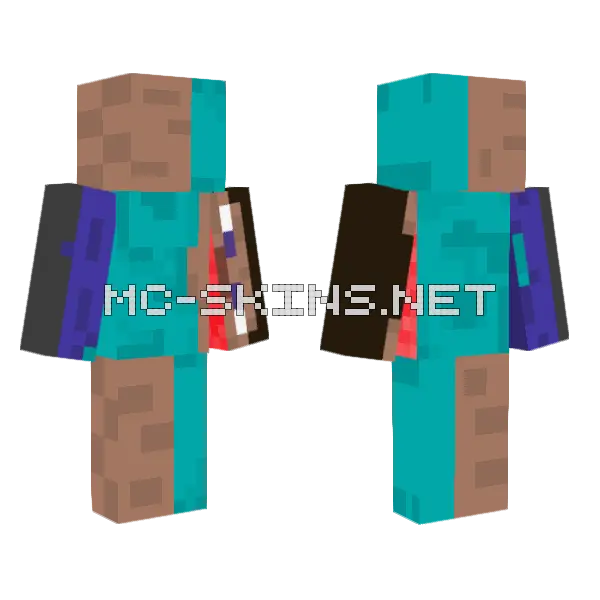 Sideways Steve Minecraft skin, front and back