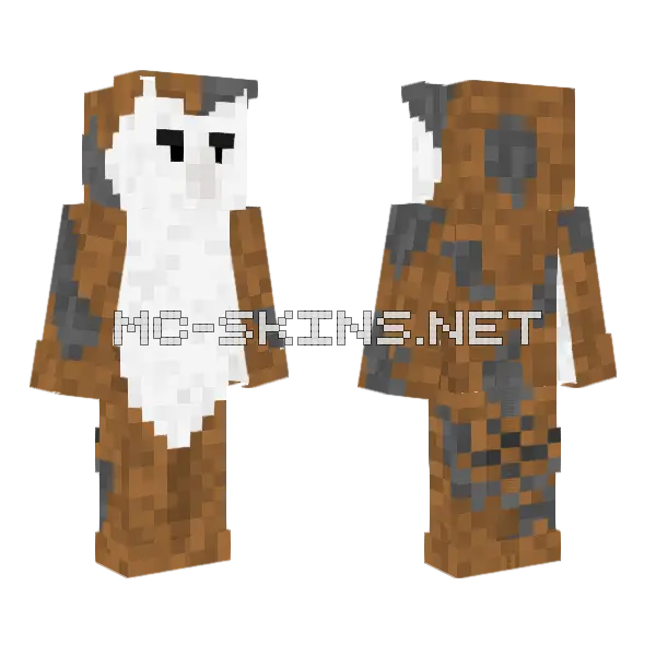 Signature Barn Owl Minecraft skin, front and back
