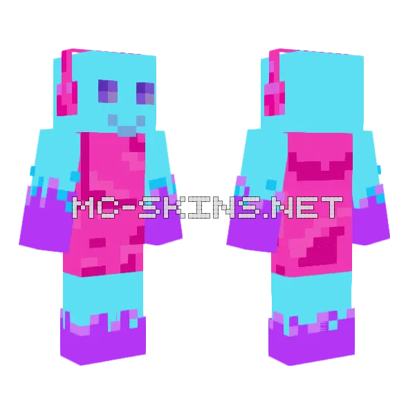 Silly Blue Creature Minecraft skin, front and back