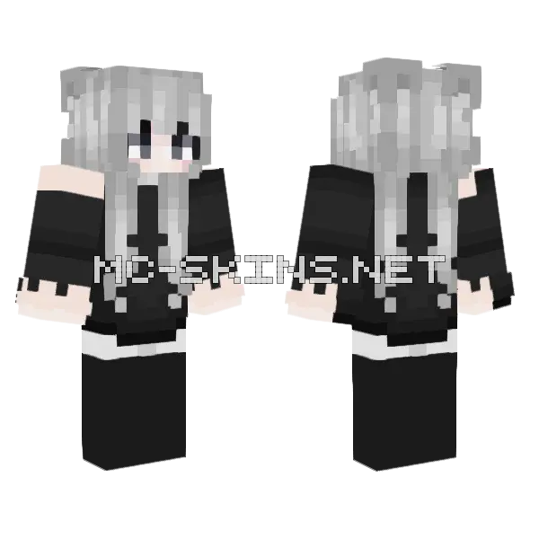 Silver Haired Girl Minecraft skin, front and back