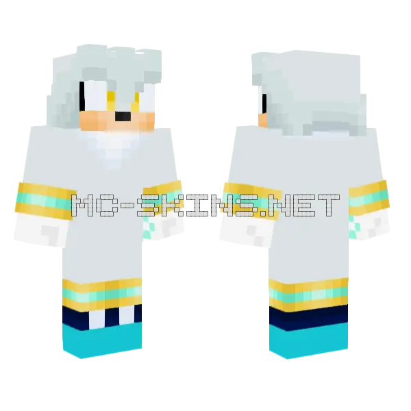 Silver the Hedgehog Minecraft skin, front and back