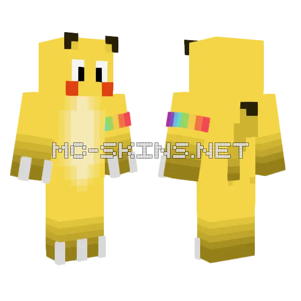 Simple Pikachu Minecraft skin, front and back