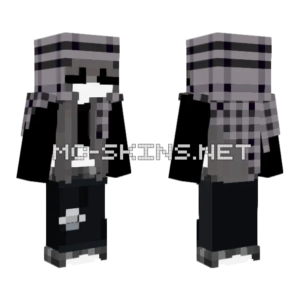 Single Rip Black Denim Keffiyeh Minecraft skin, front and back