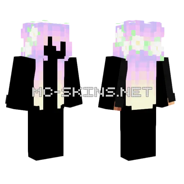 Sipping Sunsets With Flowers Minecraft skin, front and back