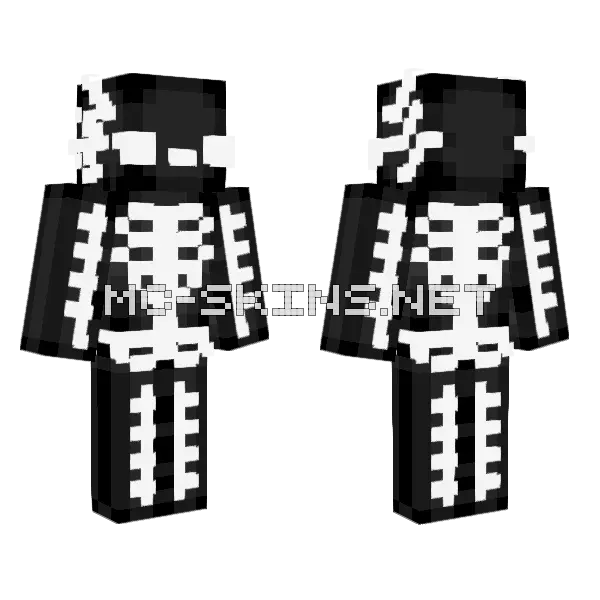 Skeleton Axolotl Minecraft skin, front and back