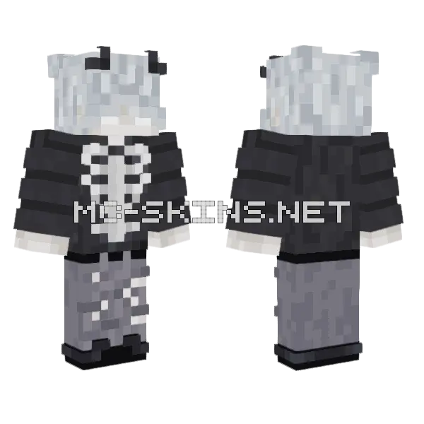 Skeleton Hoodie Minecraft skin, front and back