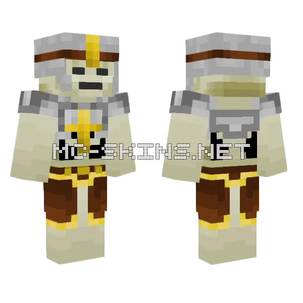 Skeleton Templar Vanguard Minecraft skin, front and back