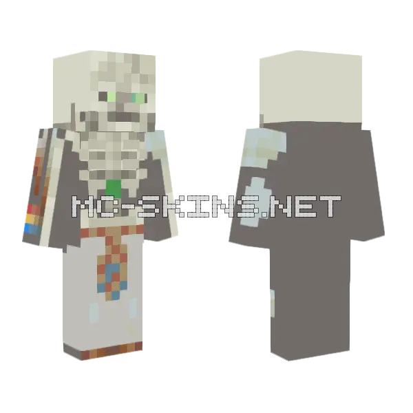 Skeleton Warrior Minecraft skin, front and back