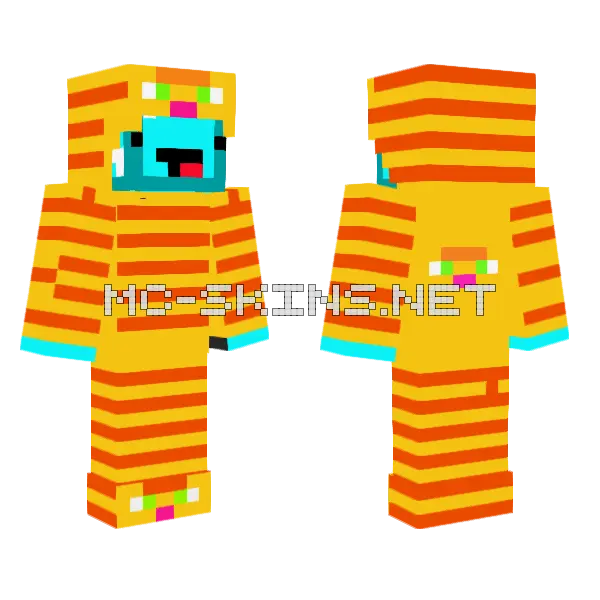 Skeppy Cat Suit Minecraft skin, front and back