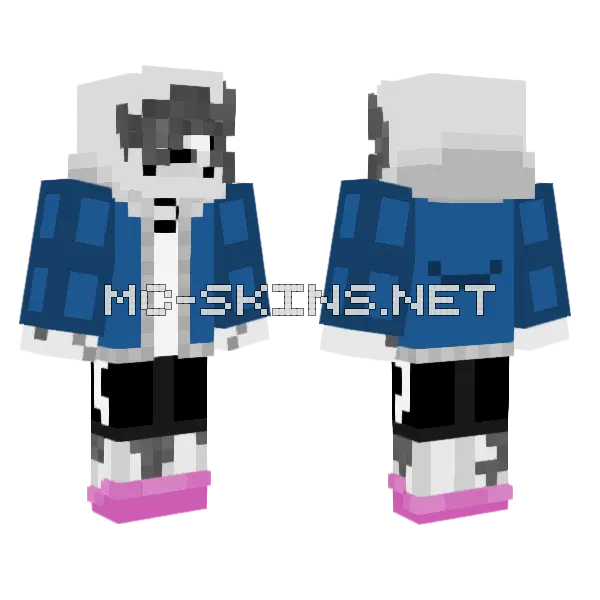 Skribbletale Sans Minecraft skin, front and back