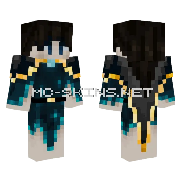 Skulk Warden Minecraft skin, front and back