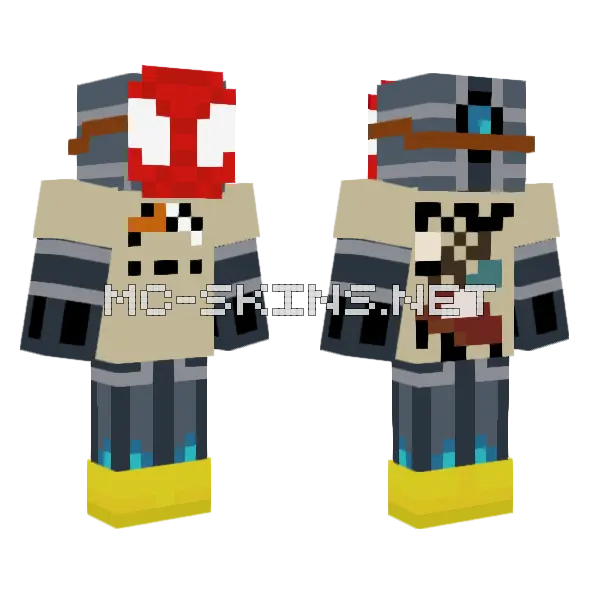 Skull Arena Player 1 Blue Minecraft skin, front and back