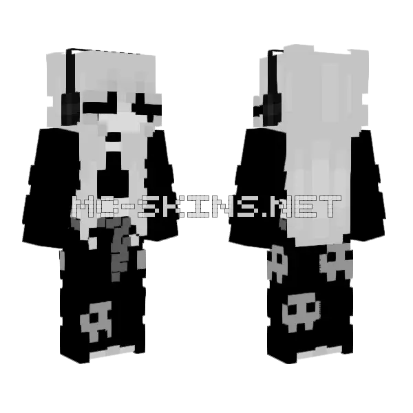 Skull Emo Girl Minecraft skin, front and back