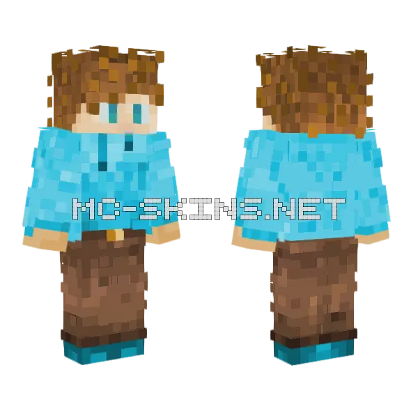 Sky Blue V2 Minecraft skin, front and back