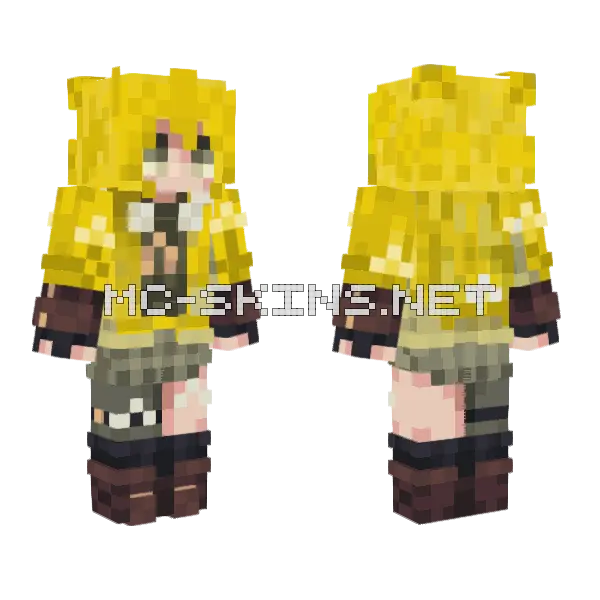 Sky Less Yellow Minecraft skin, front and back