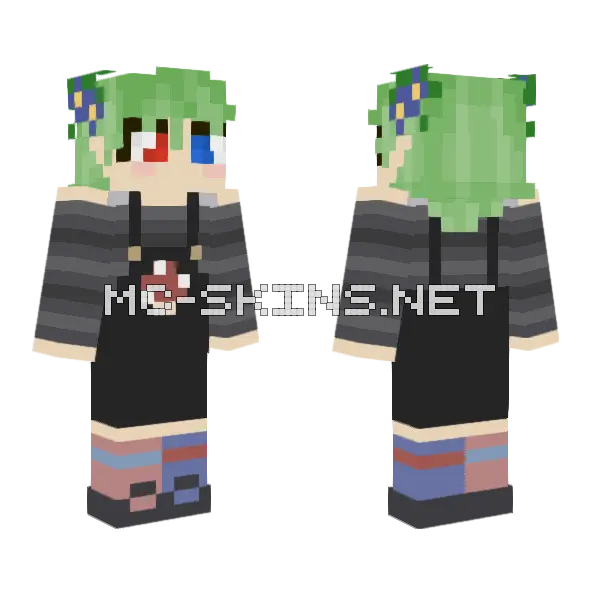 Skye Green Hair Minecraft skin, front and back