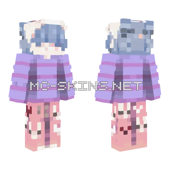 Sleepy Zzz Cat Minecraft skin, front and back