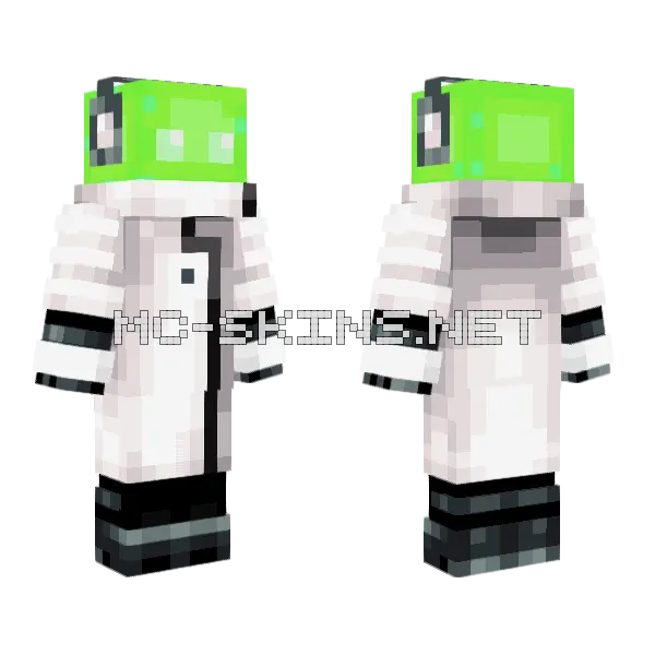 Slime Lab Coat Minecraft skin, front and back