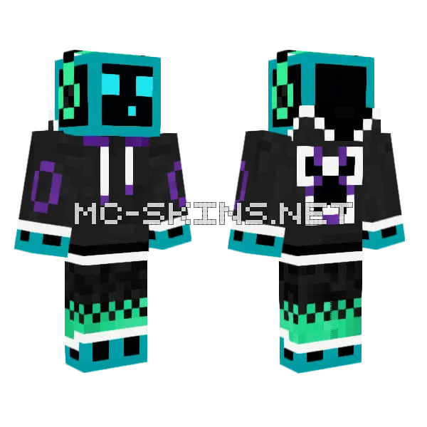 Slime Neon Creeper Minecraft skin, front and back