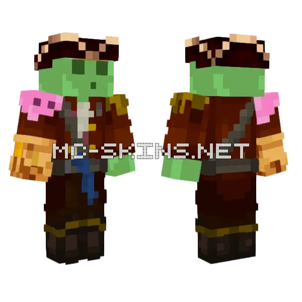 Slime Pirate Minecraft skin, front and back