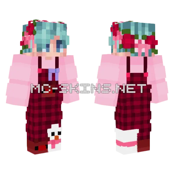 Smajor Pink Presents MCC Minecraft skin, front and back