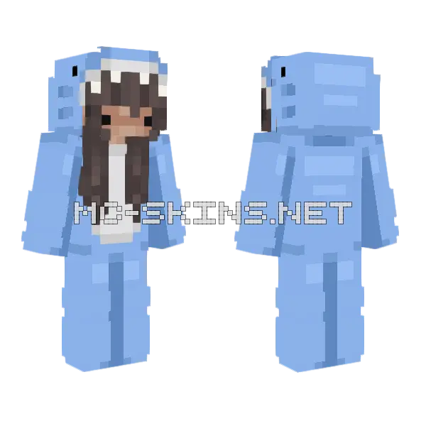Smalleyegia Blue Shark Minecraft skin, front and back