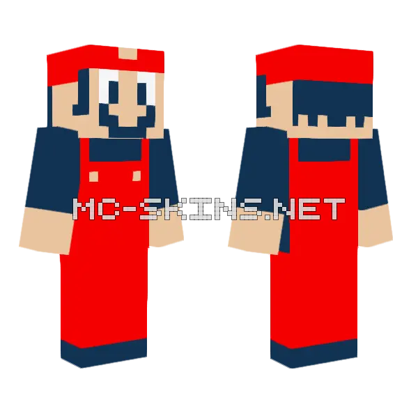 SMB2 Mario Minecraft skin, front and back
