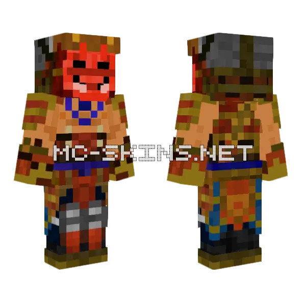 Smite Hachiman Minecraft skin, front and back