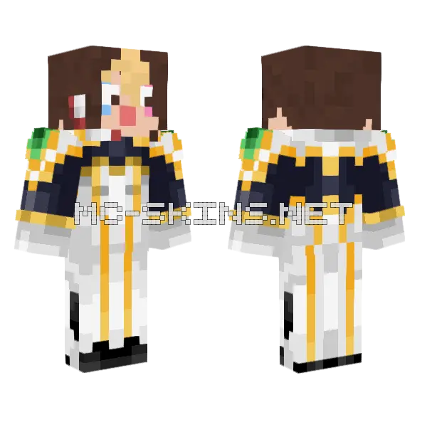 Sniffaku White Gold Outfit Minecraft skin, front and back