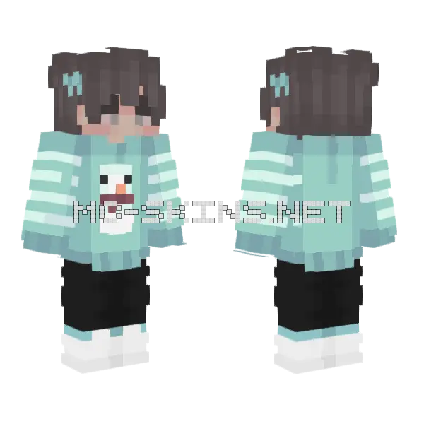 Snow Aesthetic Winter Hoodie Boy Minecraft skin, front and back