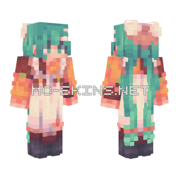 Snow Miku 2024 Minecraft skin, front and back