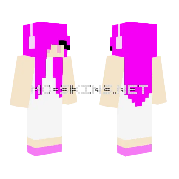 Snowflake Girl Magenta Minecraft skin, front and back