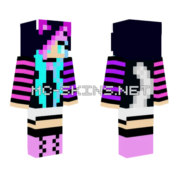 Snowkitten711 Cat Girl Minecraft skin, front and back
