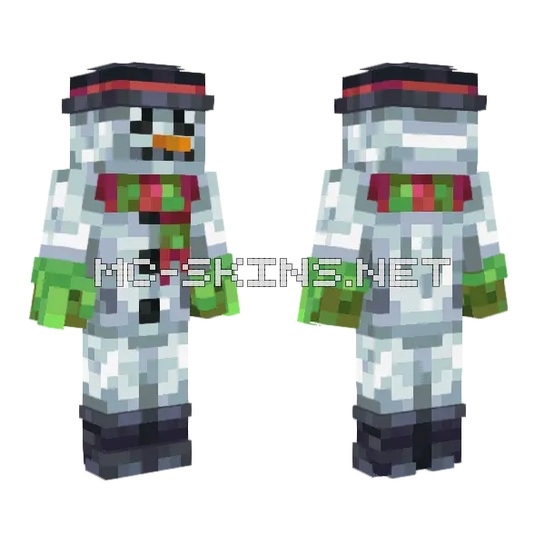 Snowman Christmas Minecraft skin, front and back