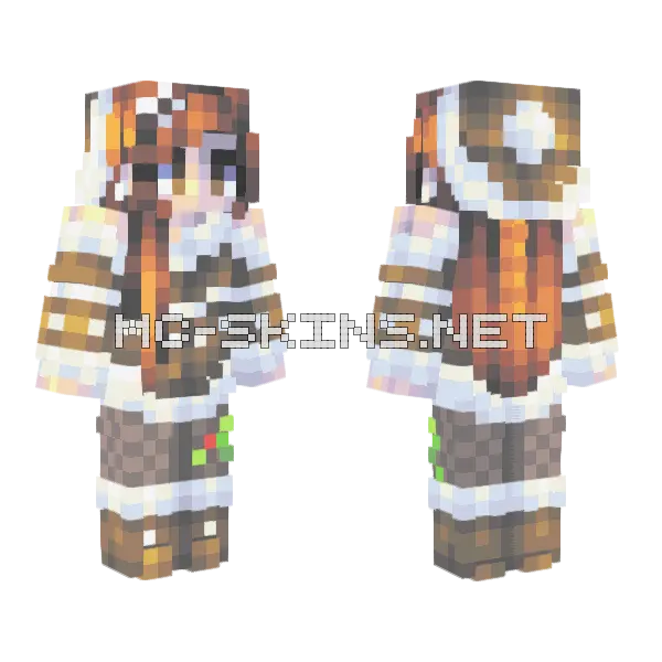 Snowy Pinecones Minecraft skin, front and back