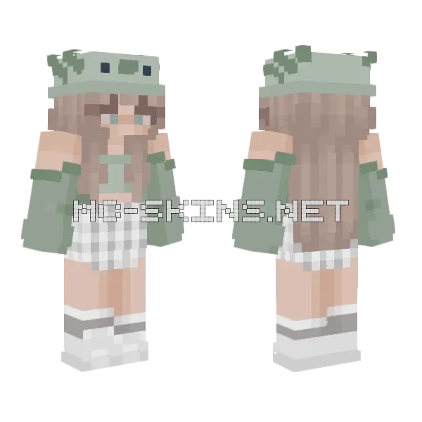 Soft Cottagecore Axolotl Minecraft skin, front and back