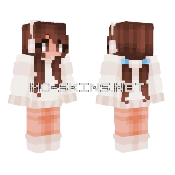 Soft Winter Outfit Girl Minecraft skin, front and back