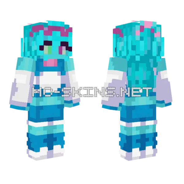Solara Blue Outfit Minecraft skin, front and back