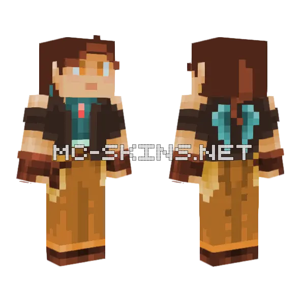 Solarpunk WIP Minecraft skin, front and back