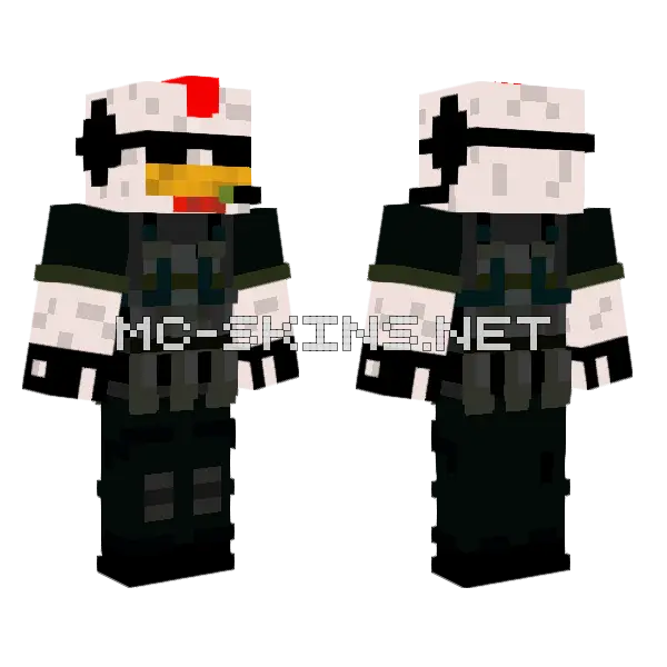 Soldier Chicken Minecraft skin, front and back