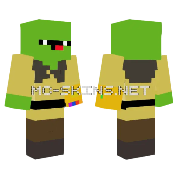 Solid Color Infinity Shrek Minecraft skin, front and back