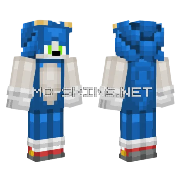 Soncihinca of Sonic Minecraft skin, front and back